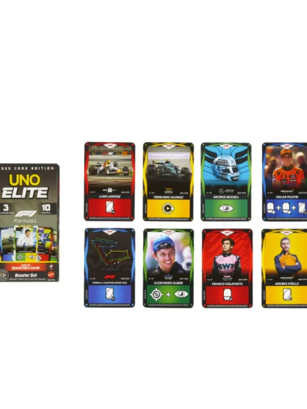 UNO Elite Formula 1 2025 Core Edition Booster Set — 30 Elite Action Cards
